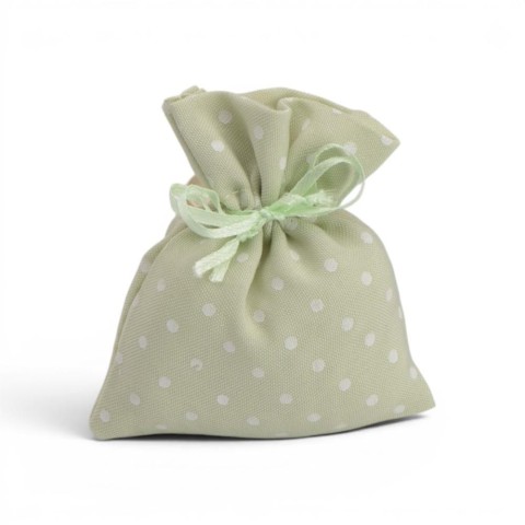 SACCHETTINO IN COTONE POIS VERDE 9.5XH12